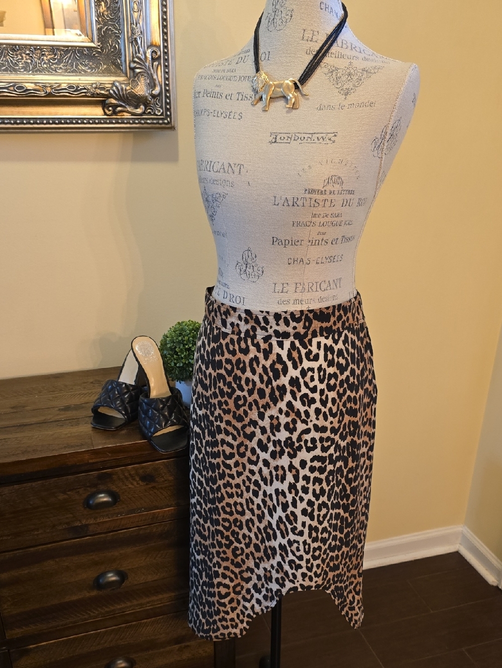 NWT Ganni Leopard Print Midi Skirt